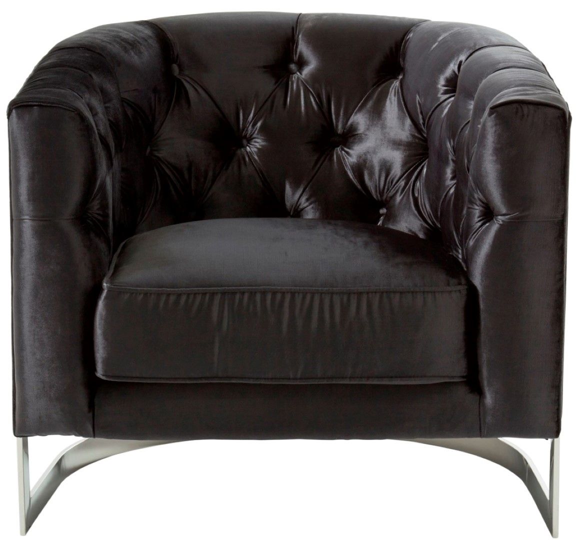 Leah Black With Silver Velvet Accent Chair Was £ 499.99 Now Half Price