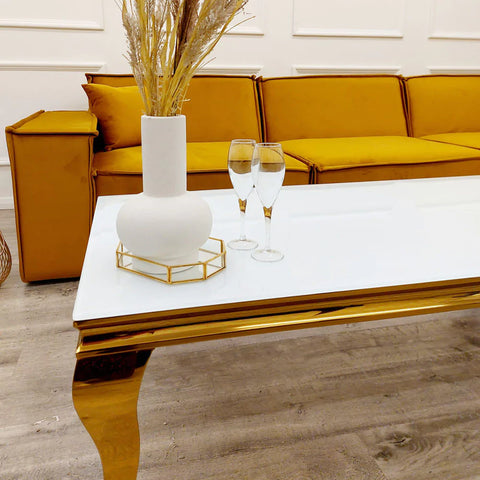 Louis Coffee Table Gold with Glass Top