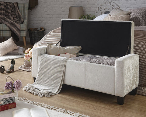 Verona CRUSHED VELVET OTTOMAN STORAGE BENCH